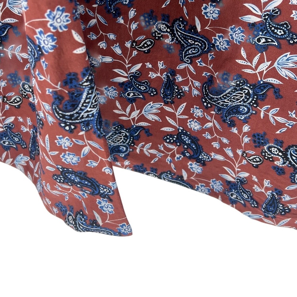 Jennifer Moore Wrap Skirt Women 6 Rust Paisley 100% Silk Vintage 90s Midi Skirt - Picture 2 of 4
